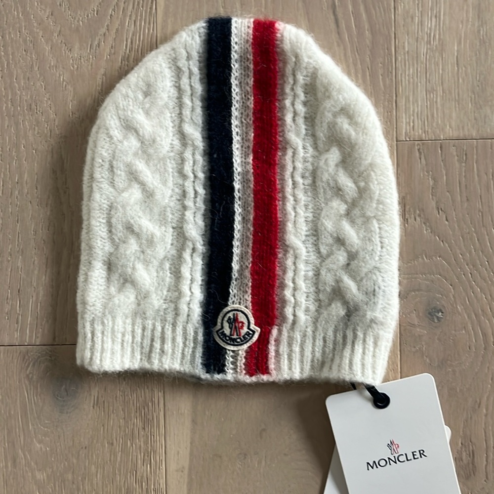 NWT Moncler stripe beanie